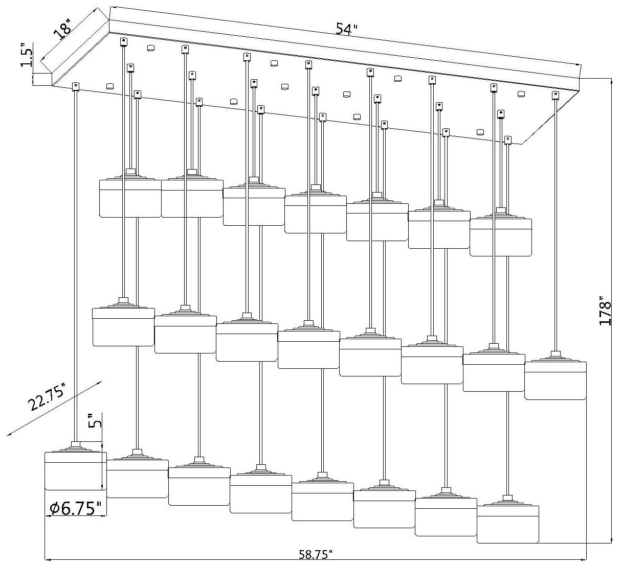 Renaud by Z-Lite 58.75 inch Matte Black 23 Light Linear Chandelier