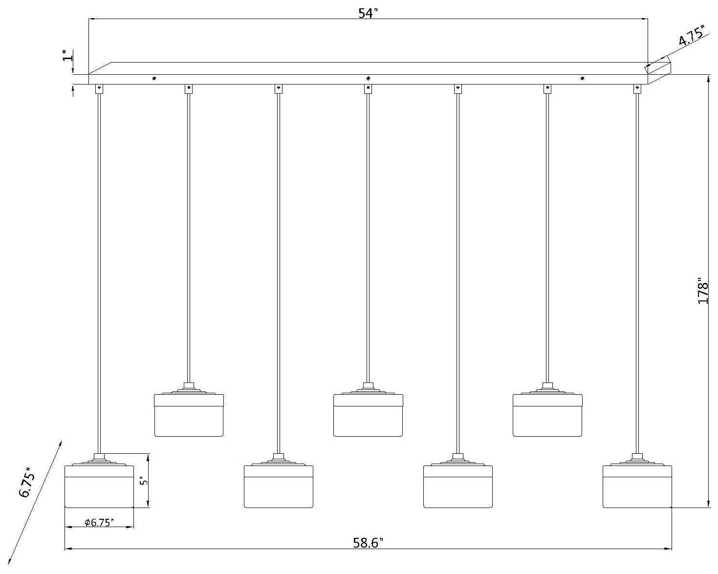 Renaud by Z-Lite 58.75 inch Modern Gold 7 Light Linear Chandelier
