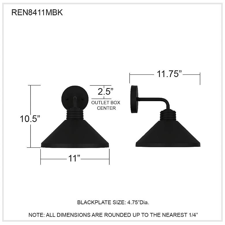 Image 7 Rencher 1-Light Matte Black Outdoor Wall Lantern more views