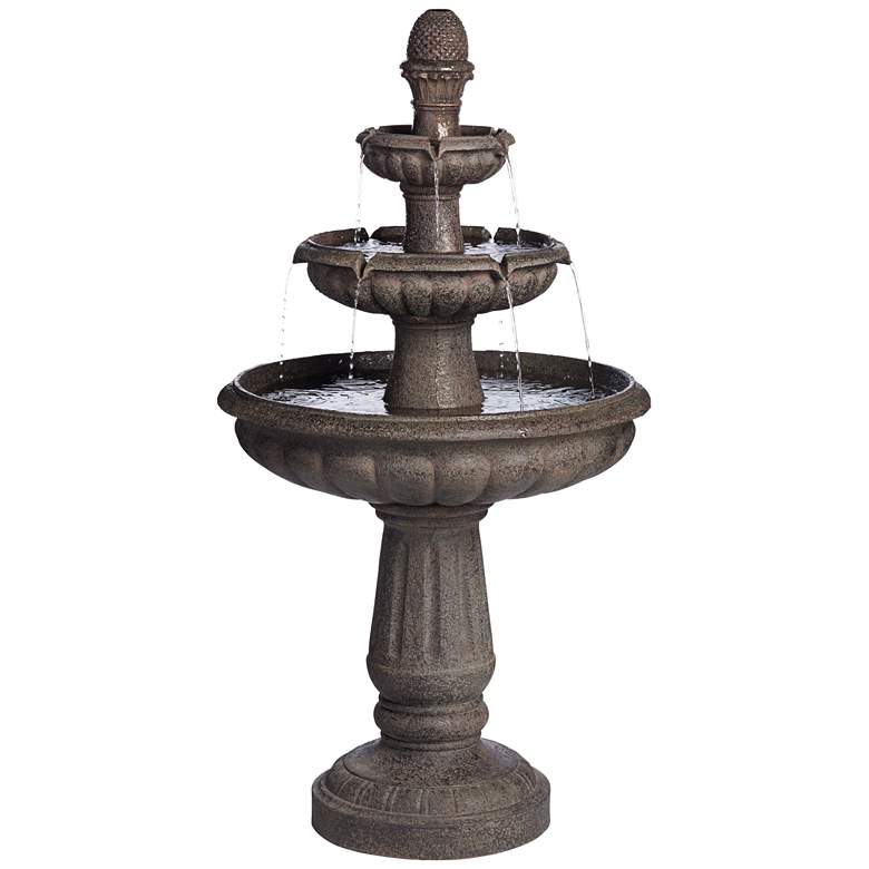 Image 2 Rendaux 43" High Gray 3-Tier LED Outdoor Fountain