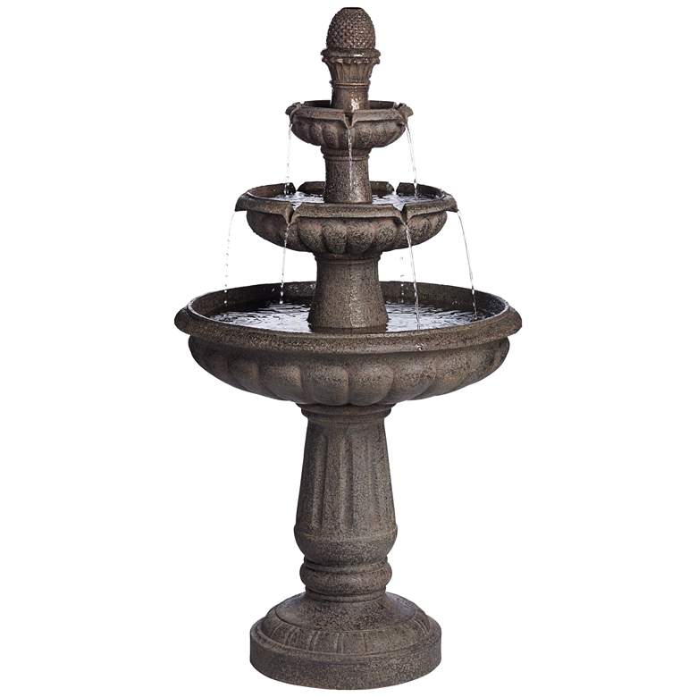 Image 2 Rendaux 43" High Gray 3-Tier LED Outdoor Fountain