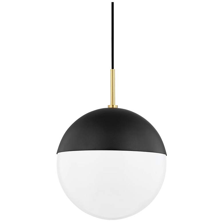 Image 1 Renee 1 Light Large Pendant - Aged Brass/Black