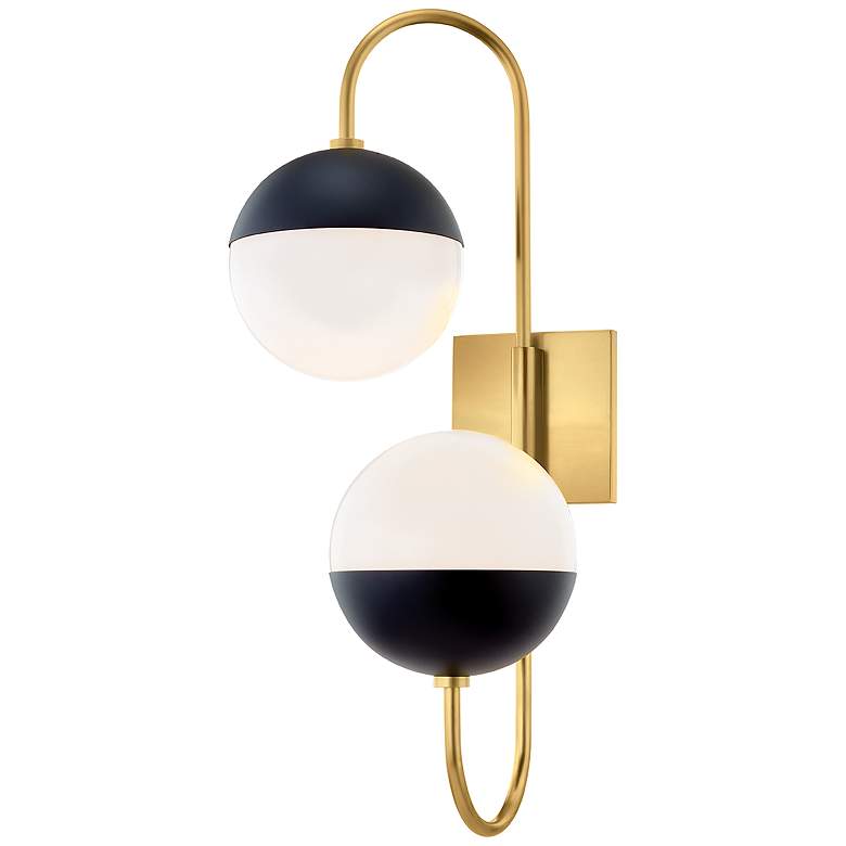 Image 2 Renee 2 Light Wall Sconce Aged Brass/Black more views