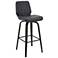 Renee 27 in. Swivel Barstool in Matte Black Finish with Gray Faux Leather