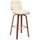 Renee 27 in. Swivel Barstool in Walnut Finish with Cream Faux Leather