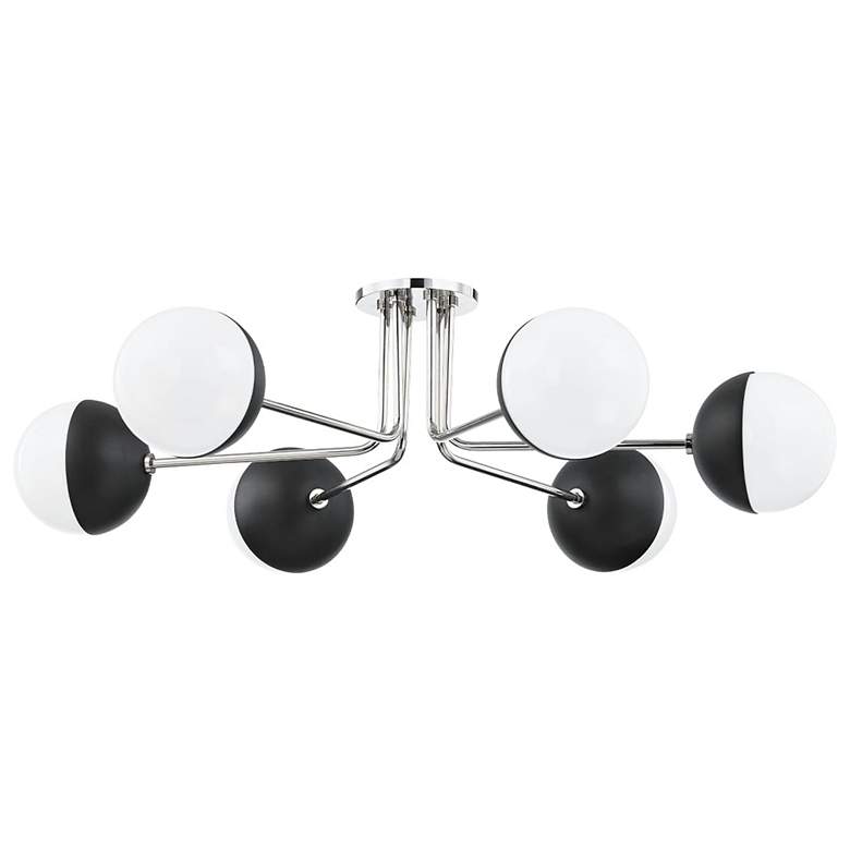 Image 1 Renee 6 Light Semi Flush Mount - Polished Nickel/Black