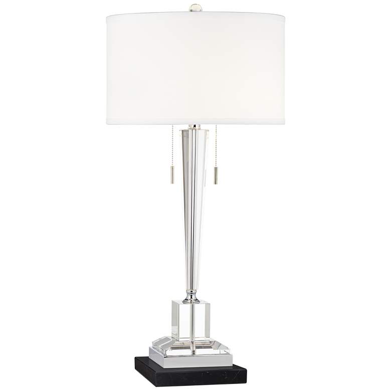 Image 1 Renee Clear Crystal Glass Table Lamp w/ Square Black Marble Riser
