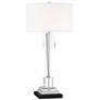 Renee Clear Crystal Glass Table Lamp w/ Square Black Marble Riser