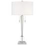 Renee Clear Crystal Glass Table Lamp w/ Square Black Marble Riser