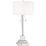 Renee Clear Crystal Glass Table Lamp w/ Square White Marble Riser