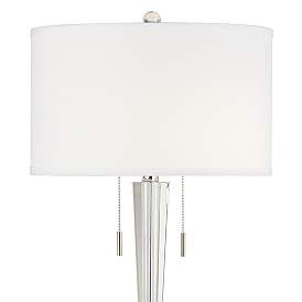 Image3 of Renee Clear Crystal Glass Table Lamp w/ Square White Marble Riser more views