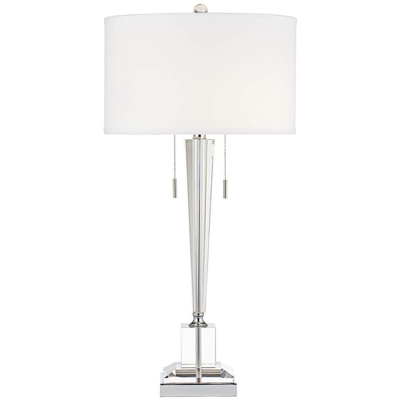 Image 6 Renee Clear Crystal Glass Table Lamp w/ Square White Marble Riser more views