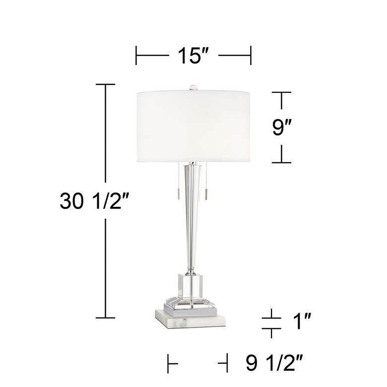 Image 7 Renee Clear Crystal Glass Table Lamp w/ Square White Marble Riser more views