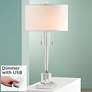 Renee Clear Crystal Glass Table Lamp With USB Dimmer