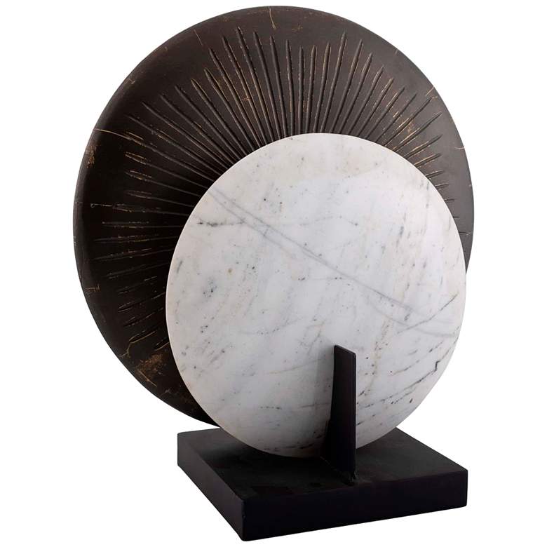 Image 1 Renesmee 14" High White Marble Bronze Iron Disk Sculpture