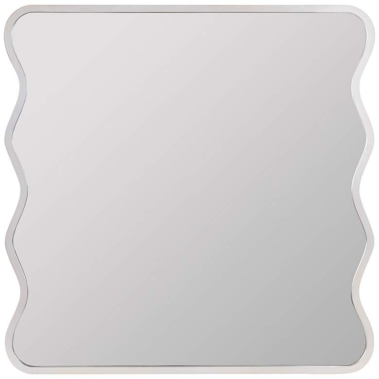 Image 2 Renette Light Oak Hardwood 36" Square Wall Mirror