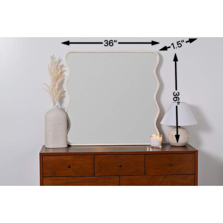 Image 6 Renette Light Oak Hardwood 36" Square Wall Mirror more views