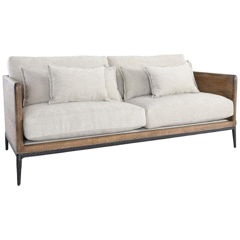 Image 1 Renfrow 81 inch Wide Modern Cream Fabric and Pine Wood Sofa
