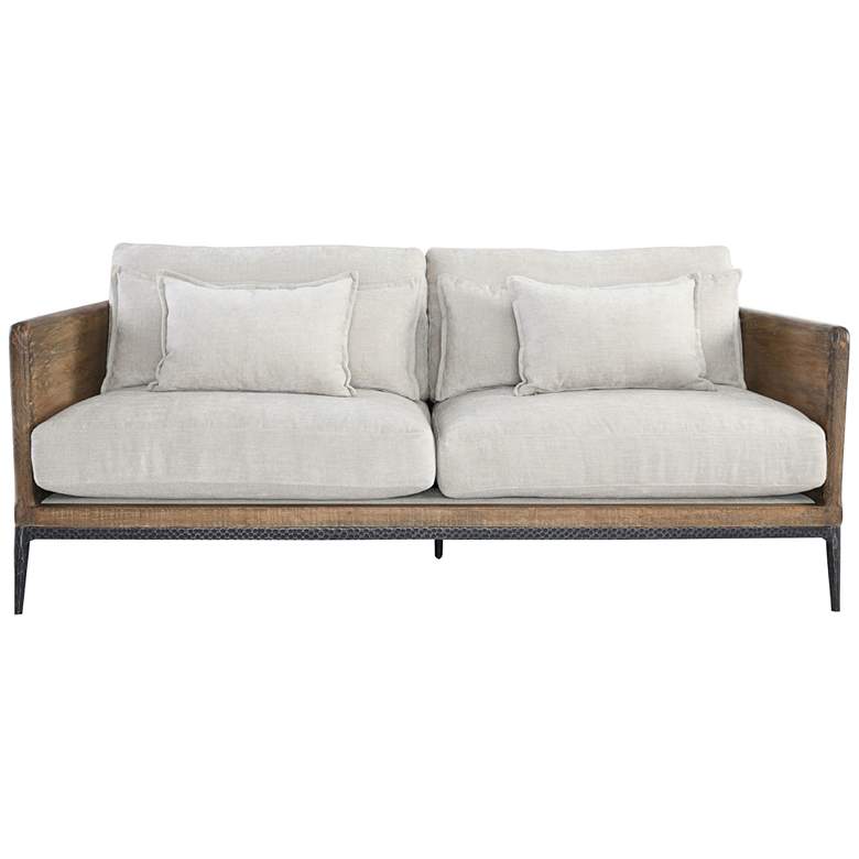 Image 4 Renfrow 81" Wide Modern Cream Fabric and Pine Wood Sofa more views