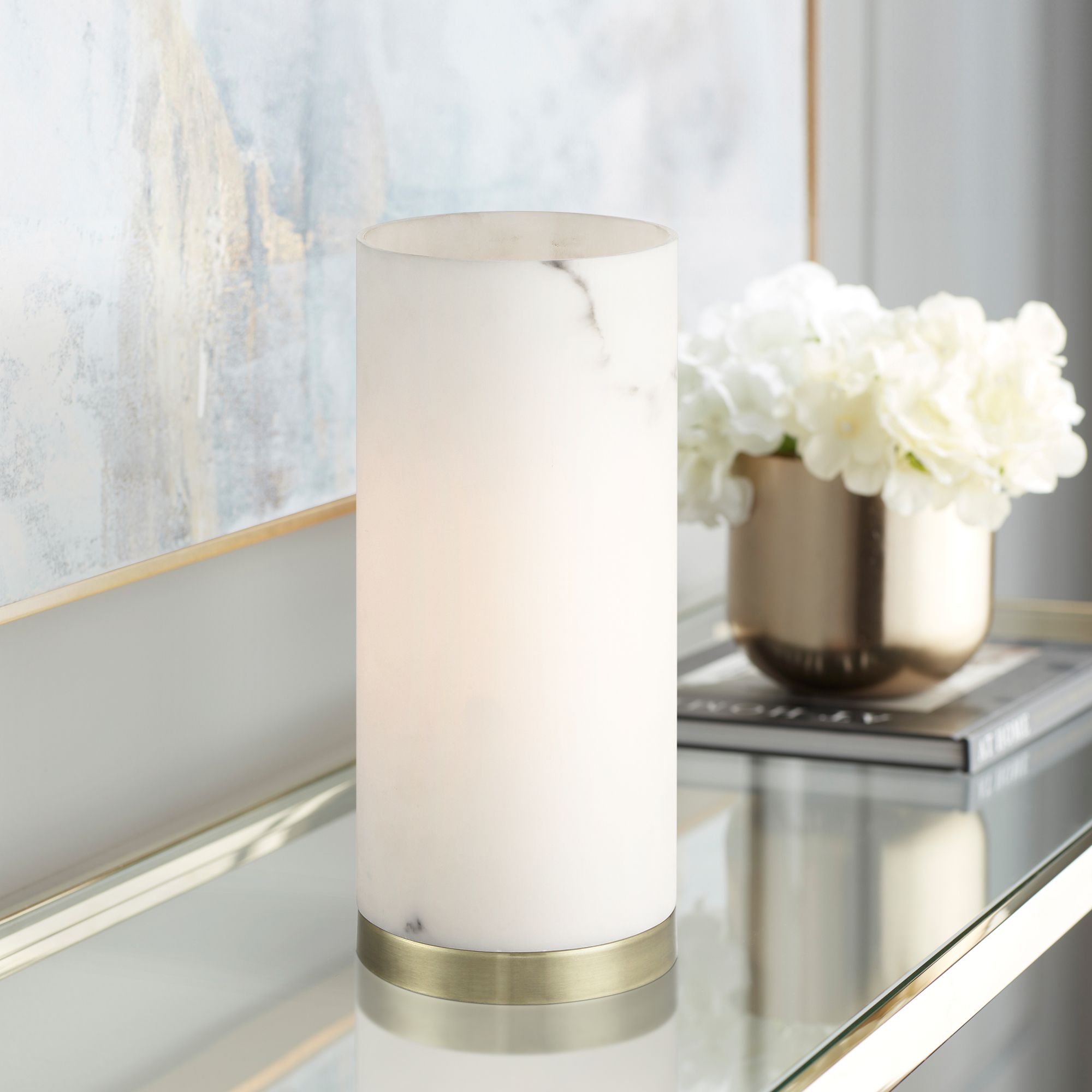 Renier 14" High Faux Alabaster Accent Table Lamp Set of 2 in scene