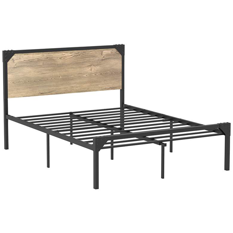 Image 2 Renille Gray Wood Brown Metal Full Size Platform Bed
