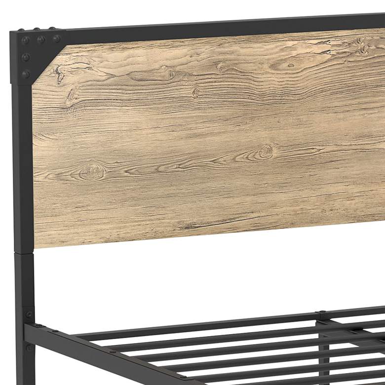 Image 3 Renille Gray Wood Brown Metal Full Size Platform Bed more views