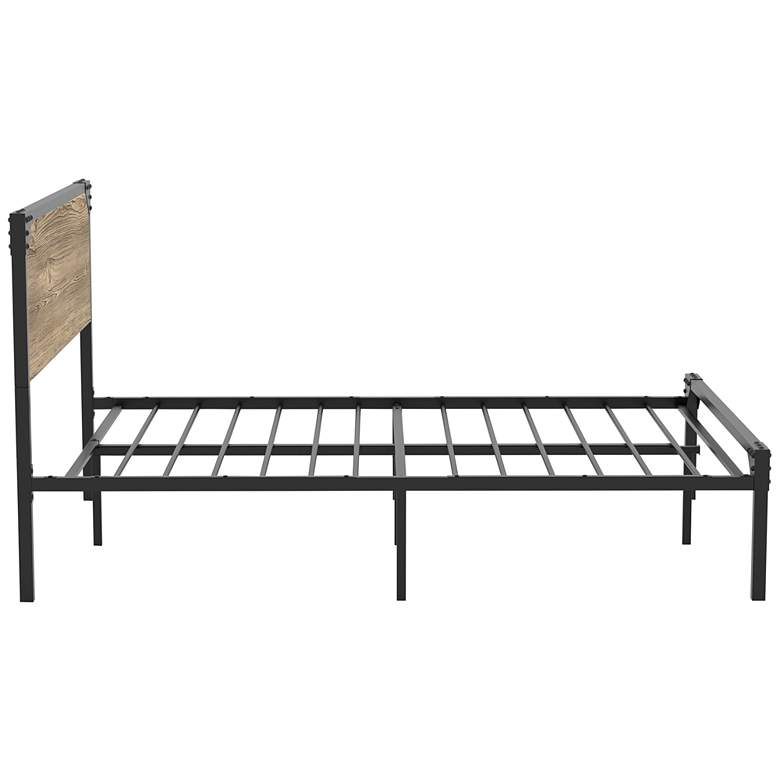 Image 5 Renille Gray Wood Brown Metal Full Size Platform Bed more views