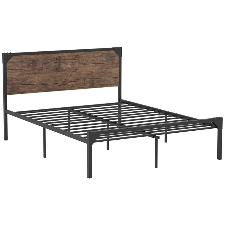 Image 2 Renille Wood Brown Metal Queen Size Platform Bed