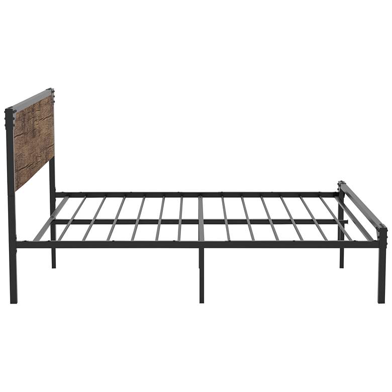 Renille Wood Brown Metal Queen Size Platform Bed more views