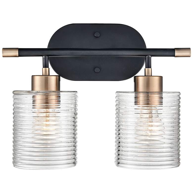 Image 1 Renitta 10 1/2" High Matte Black 2-Light Wall Sconce