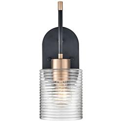 Renitta 13 1/4" High Matte Black and Modern Gold Wall Sconce