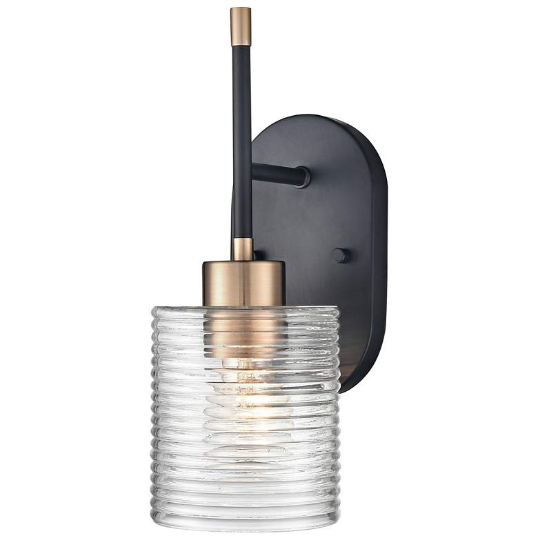 Image 3 Renitta 13 1/4" High Matte Black and Modern Gold Wall Sconce more views