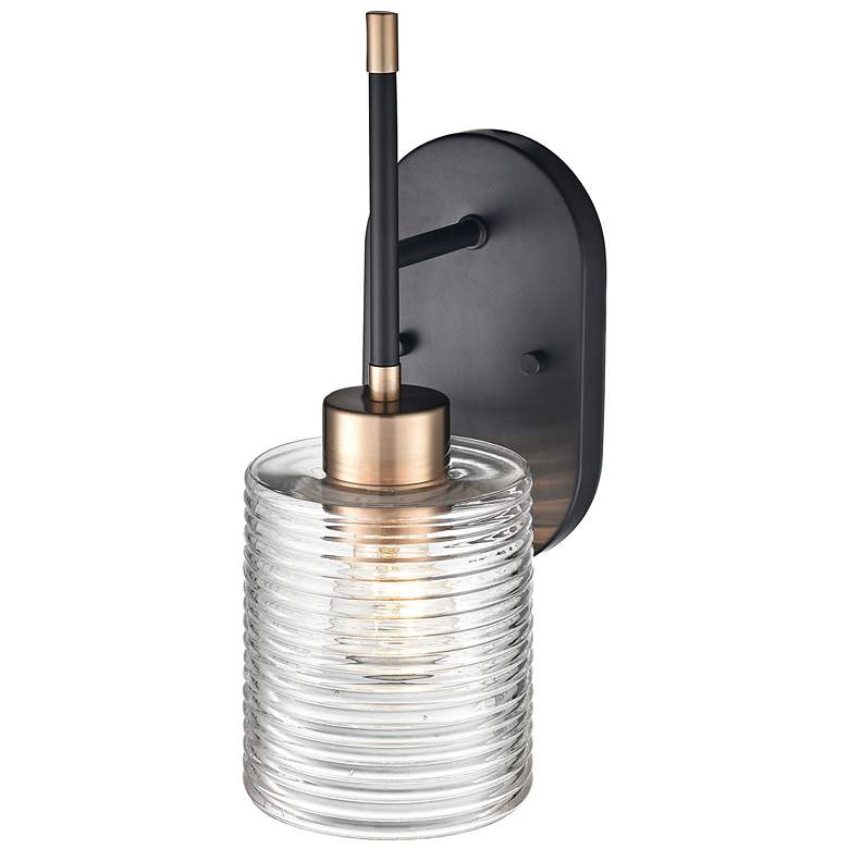 Image 4 Renitta 13 1/4" High Matte Black and Modern Gold Wall Sconce more views