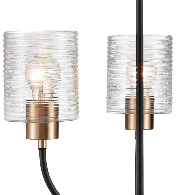 Image 2 Renitta 20"W Matte Black 3-Light Chandelier w/ Ribbed Glass more views