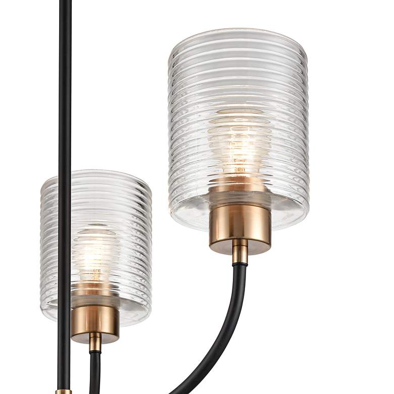 Image 3 Renitta 20"W Matte Black 3-Light Chandelier w/ Ribbed Glass more views