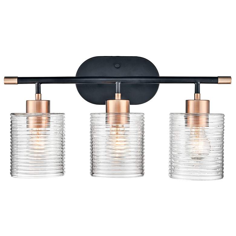 Image 1 Renitta 20"W Matte Black and Modern Gold 3-Light Bath Light