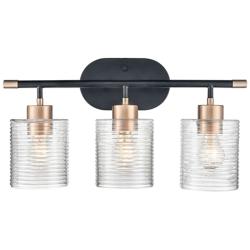 Renitta 20"W Matte Black and Modern Gold 3-Light Bath Light