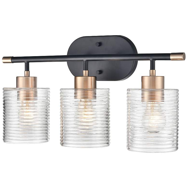 Image 2 Renitta 20"W Matte Black and Modern Gold 3-Light Bath Light more views