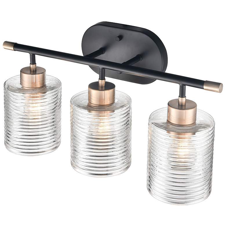 Image 3 Renitta 20"W Matte Black and Modern Gold 3-Light Bath Light more views