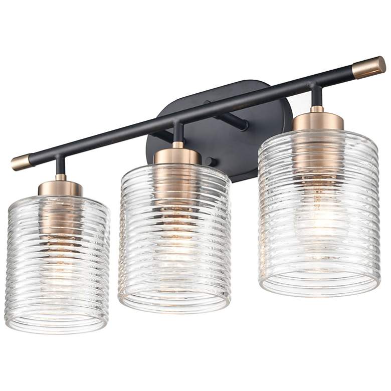 Image 4 Renitta 20"W Matte Black and Modern Gold 3-Light Bath Light more views