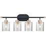1_Renitta 28"W Matte Black and Modern Gold 4-Light Bath Light