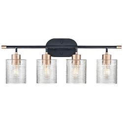 Renitta 28"W Matte Black and Modern Gold 4-Light Bath Light