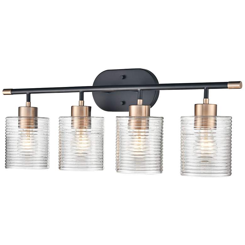 Image 3 Renitta 28"W Matte Black and Modern Gold 4-Light Bath Light more views