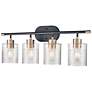 3_Renitta 28"W Matte Black and Modern Gold 4-Light Bath Light more views