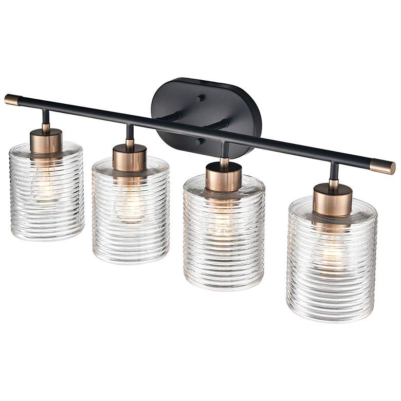 Image 4 Renitta 28"W Matte Black and Modern Gold 4-Light Bath Light more views