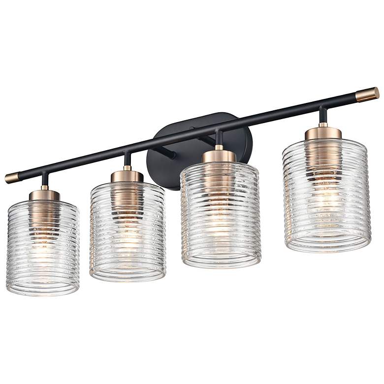 Image 5 Renitta 28"W Matte Black and Modern Gold 4-Light Bath Light more views
