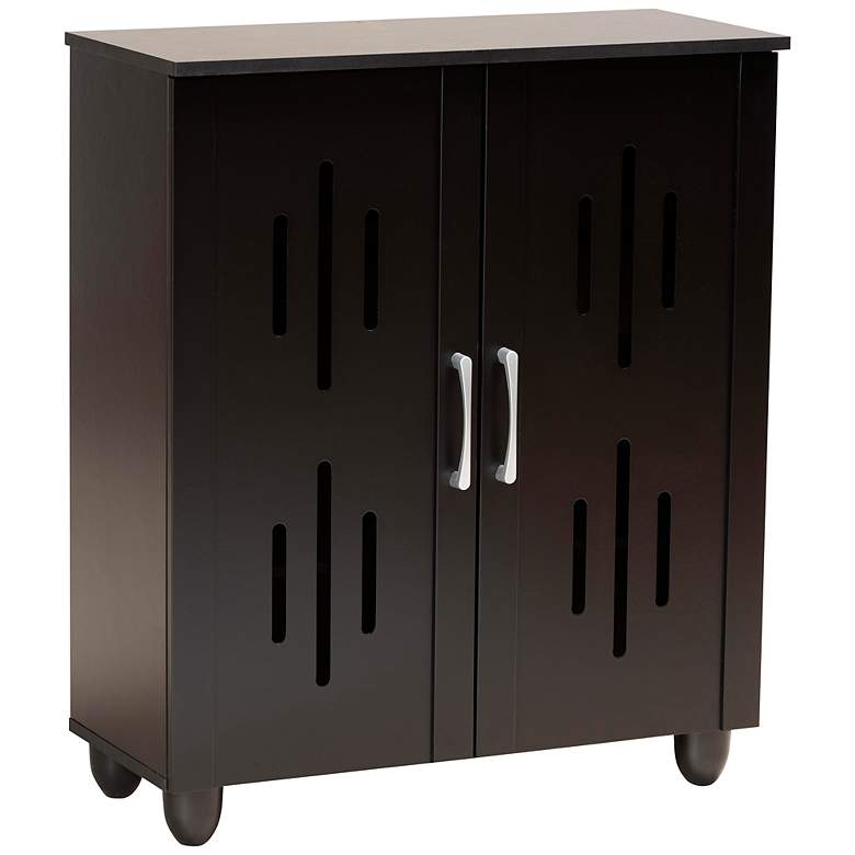 Image 2 Renley 29 1/2 inchW Espresso Brown 2-Door Shoe Storage Cabinet