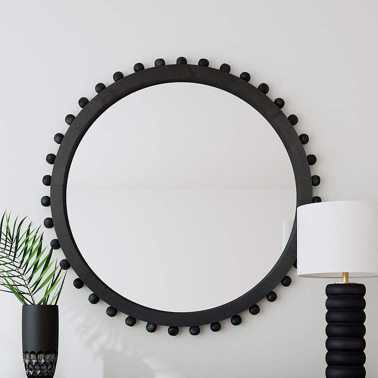 Image 1 Renn 50" x 50" Matte Black Round Wall Mirror