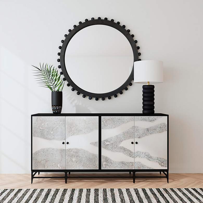 Image 4 Renn 50" x 50" Matte Black Round Wall Mirror more views