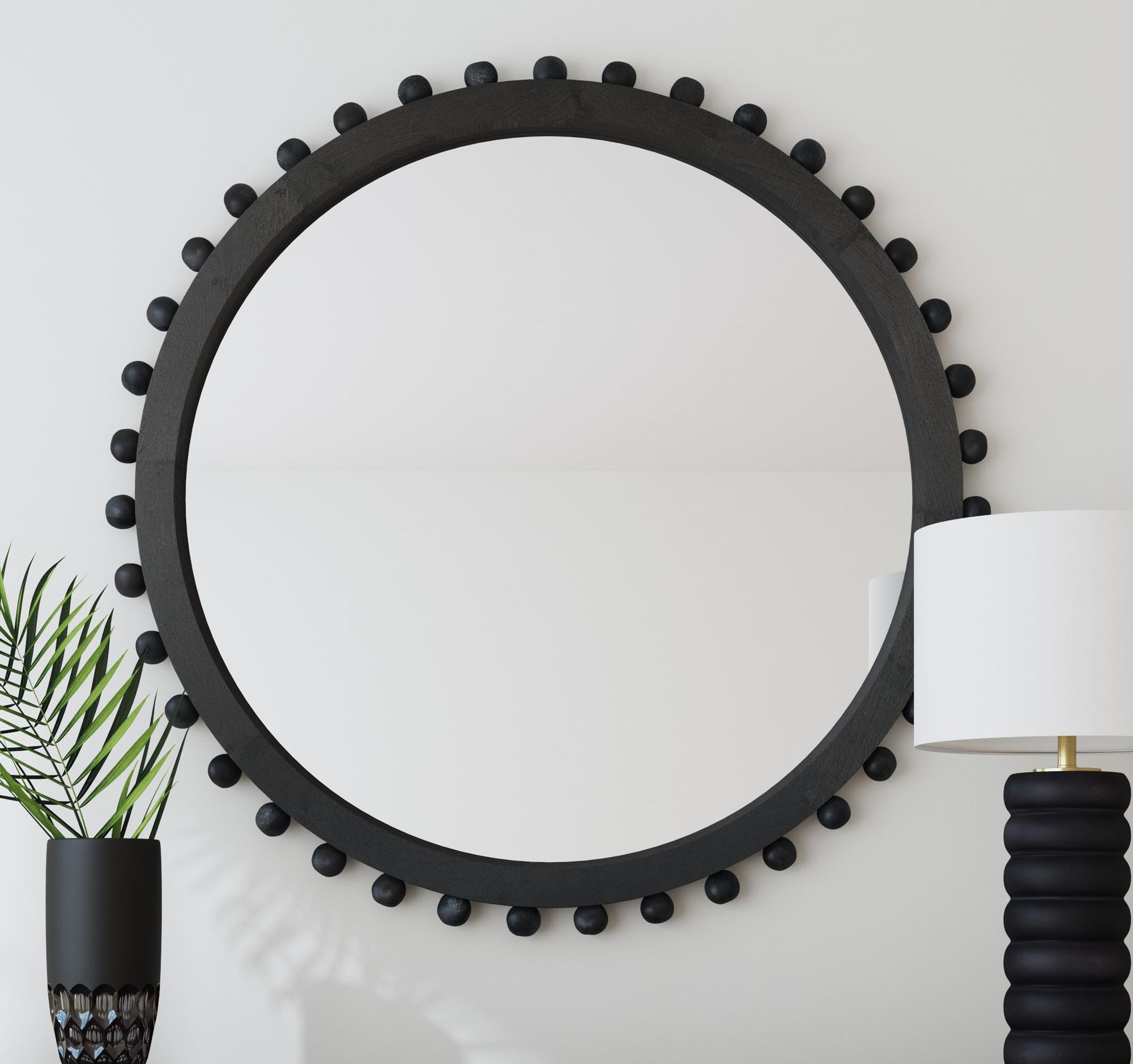Image 7 Renn Matte Black 50" Round Oversized Wall Mirror more views